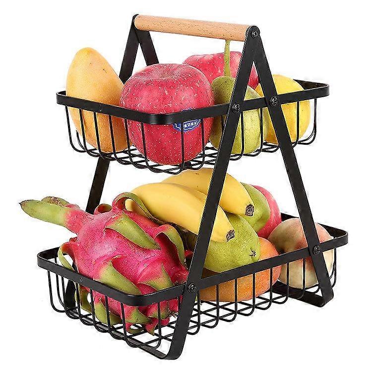 2-Tier Fruit Basket Metal Fruit Storage Basket