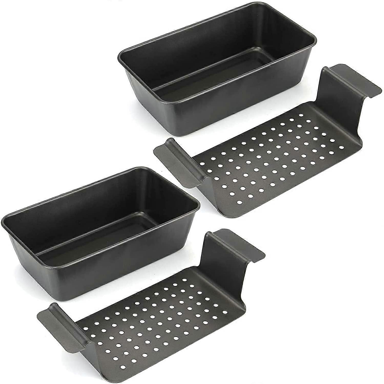 4-Piece Non-Stick Meatloaf Pan with Drain Bread Loaf Pan Set