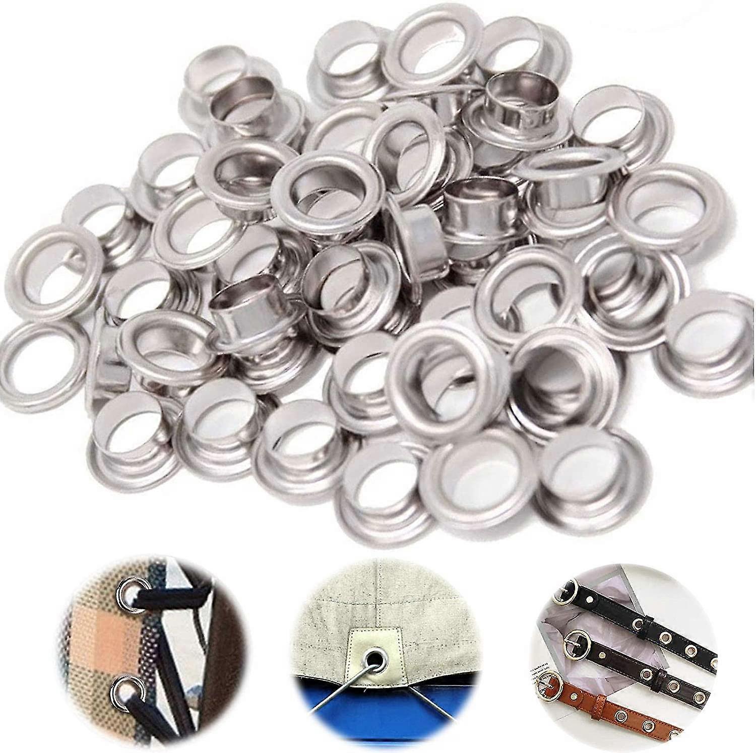 100 جهاز كمبيوتر شخصى ثقب مع غسالة غروميت أداة كيت المعادن الثقب الفضة مجموعة من غروميتس قسط النحاس غير القابل للصدأ ثقب غسالة كيت للملابس Leathe