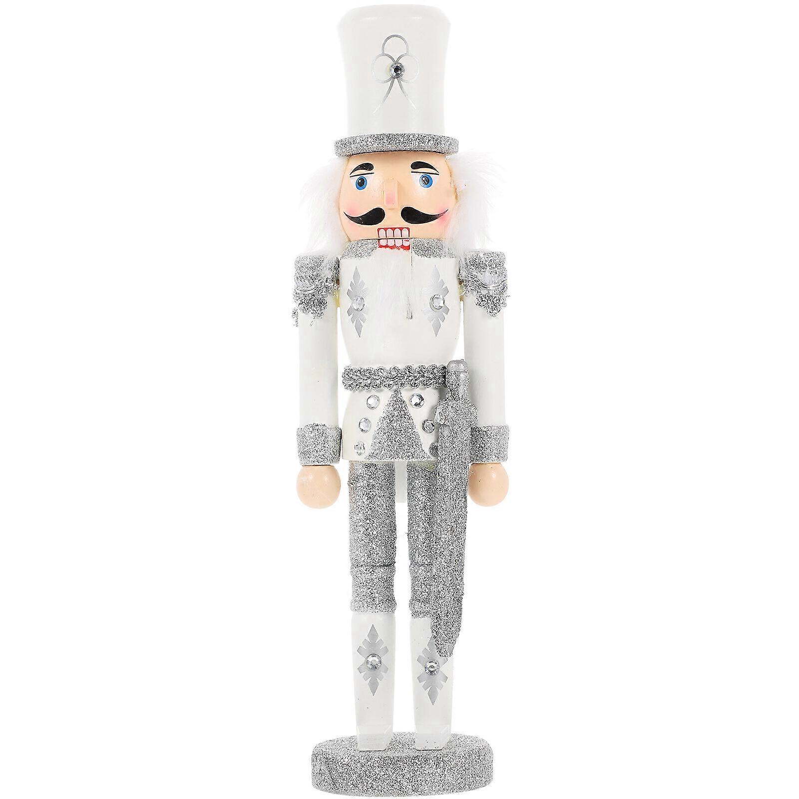 Nutcracker Soldier Christmas Nutcracker Figure Wooden Glitter Puppet for Table