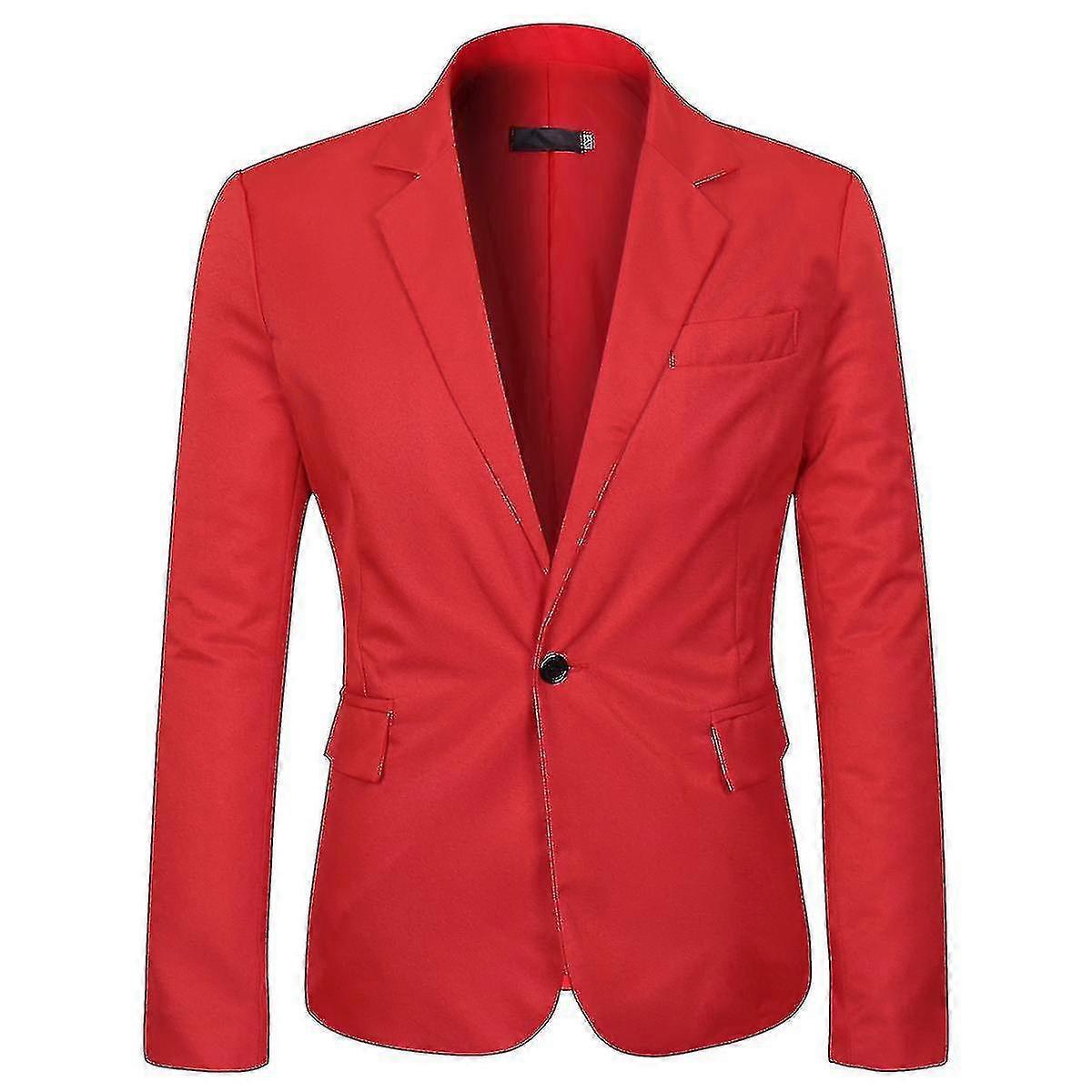 Mens Solid Color Slim Fit Business Casual Blazer