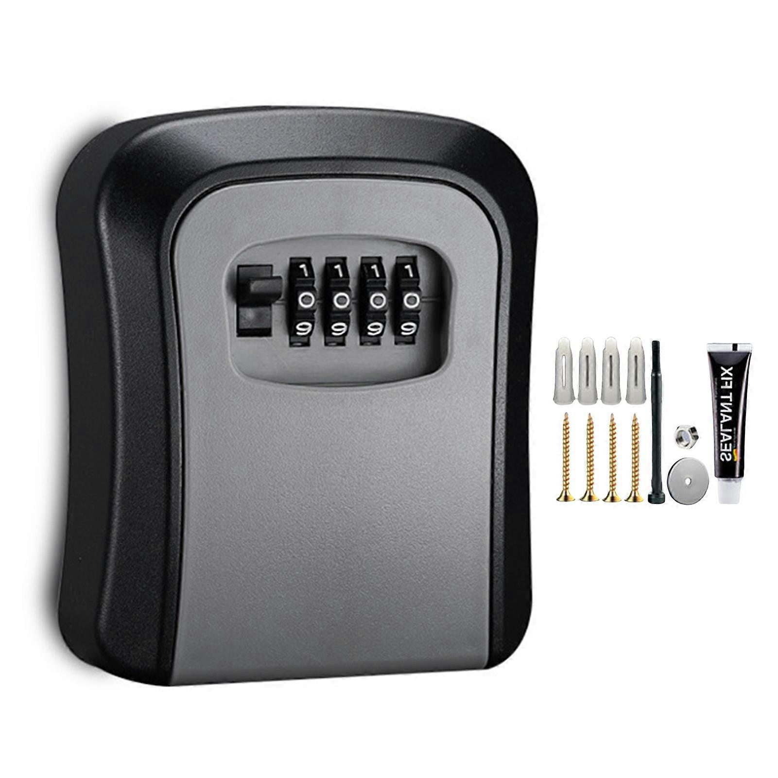 Mengxi 1 Set Key Lock Box Large Capacity High Strength Good Security Non-breakable 4 Digit Combination Password Lock Safe Home Supply