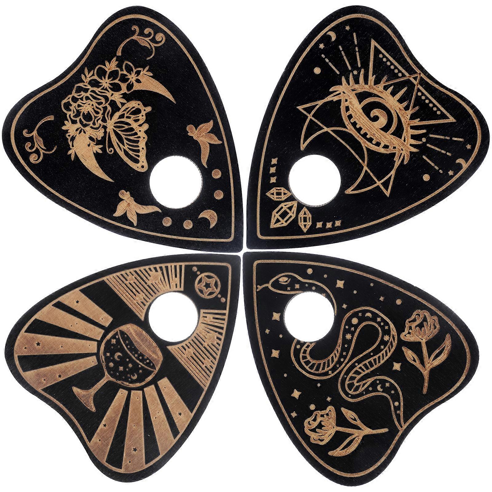 4pcs Delicate Pattern Tarot Crystal Ball Wooden Board Multi-function Crystal Ball Display Bracket