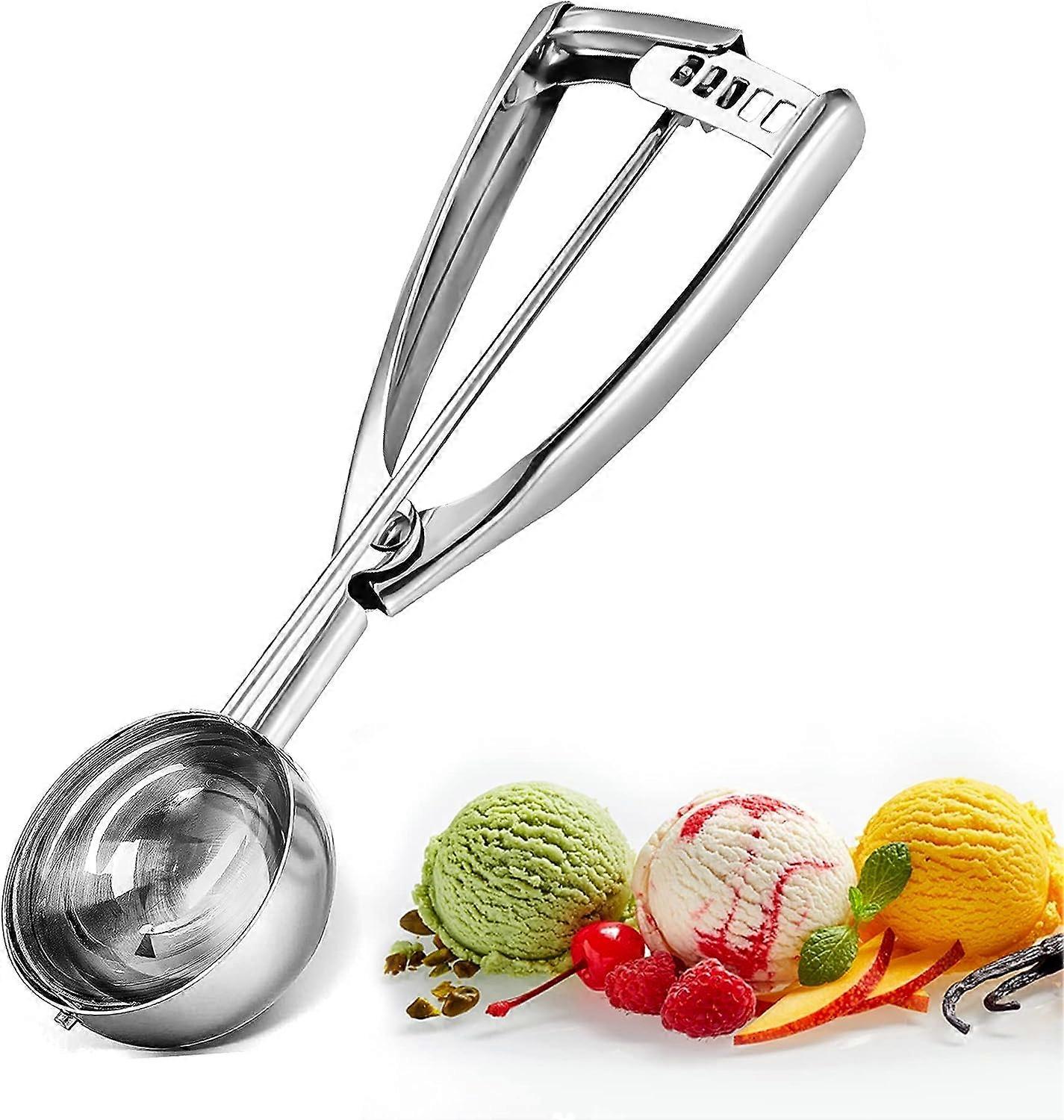 Ice Cream Scoops with Easy Trigger - Large Sized (6.3cm) Stainless Steel Scoop for Meatballs,Mashed Potatoes and Muffins