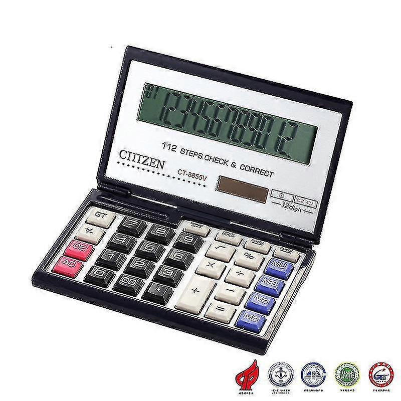 Box Flip Calculator Creative Calculator 12 Digit Abs Plastic Ordinary Dry Battery Black Count Computer