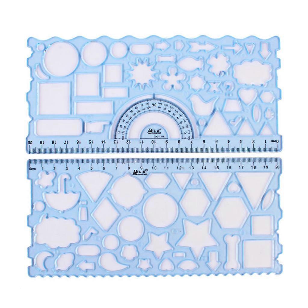 2Pcs Kaleidoscope Templates Rulers with Protractor Wave Edges for Students Kids