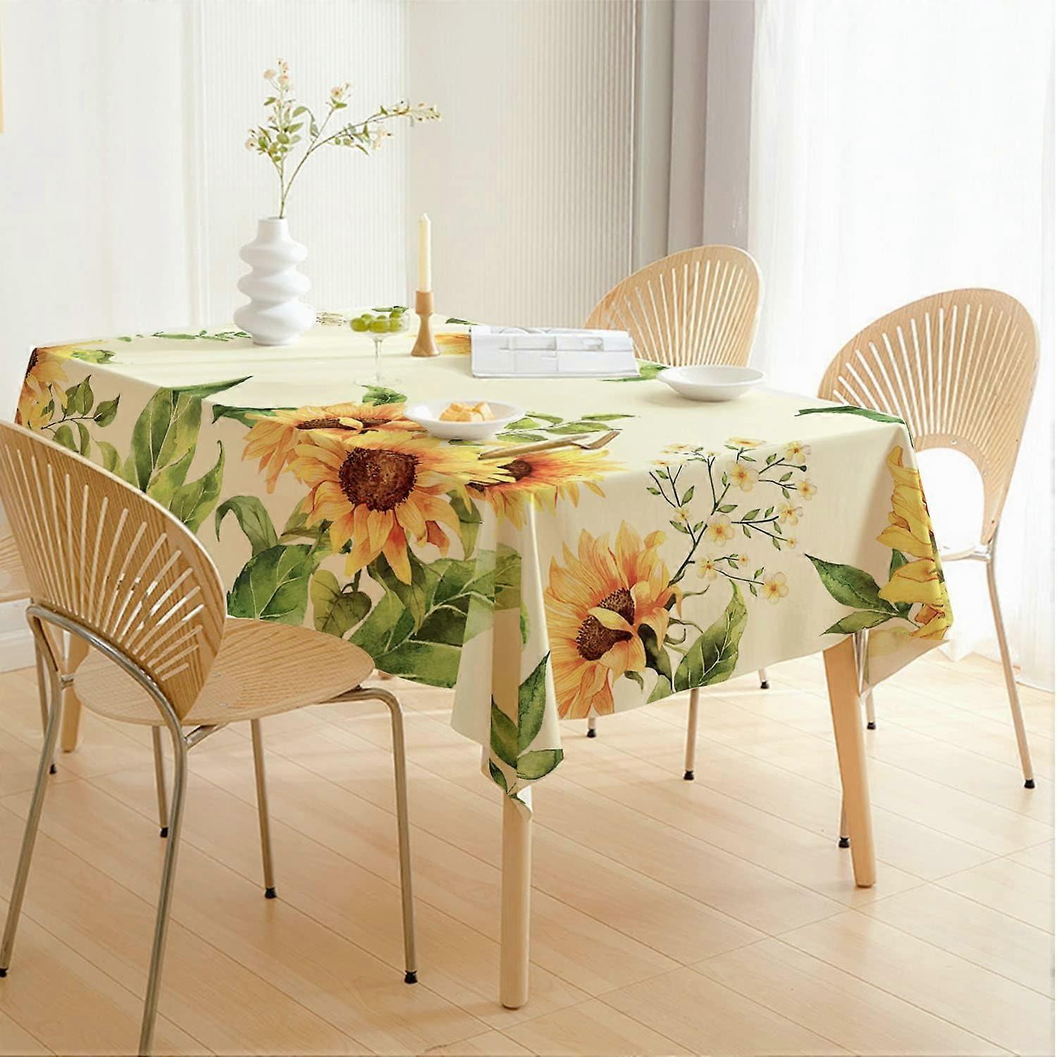 Toalha de Mesa Retangular - Toalha de Mesa Rústica de Girassol de 60 x 102 Polegadas Capa de Mesa Clássica Estampada Country Decoração de Fazenda, Adequada para Casa, K