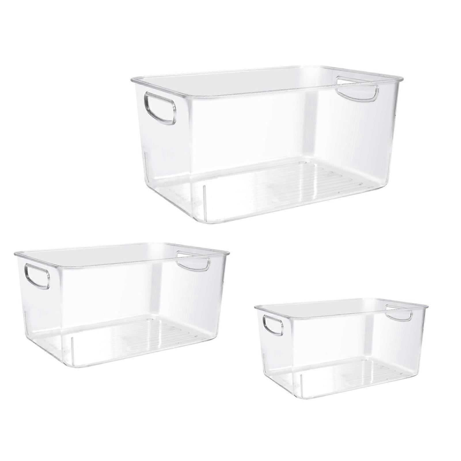 1/3Pcs Extra Large Clear Plastic Storage Bins Transparent Organizer with Built-In Handle Large Capacity Acrylic Organizer Square Container