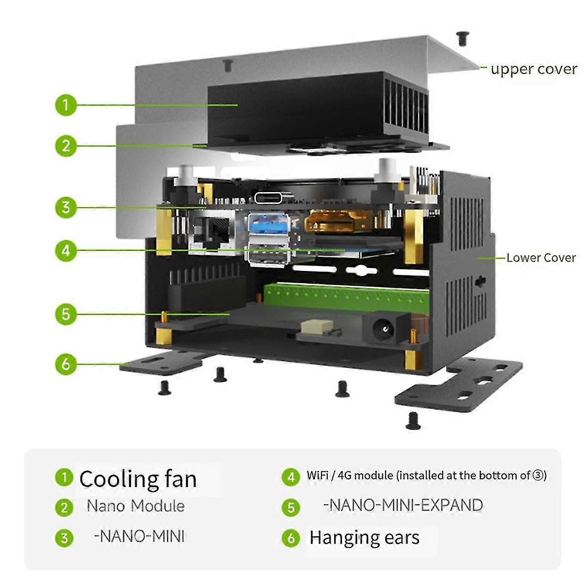 For NANO MINI Adapter+Radiator Kit Supports Access to WiFi or 4G Module for Nano MINI Host US Plug