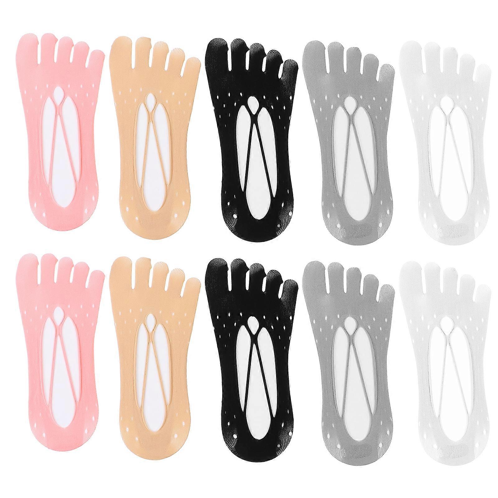 5 Pairs Socks Flats Low Cut Liner Toe Socks Mesh Toe Socks Invisible Five Finger Socks Separated- Toes Socks