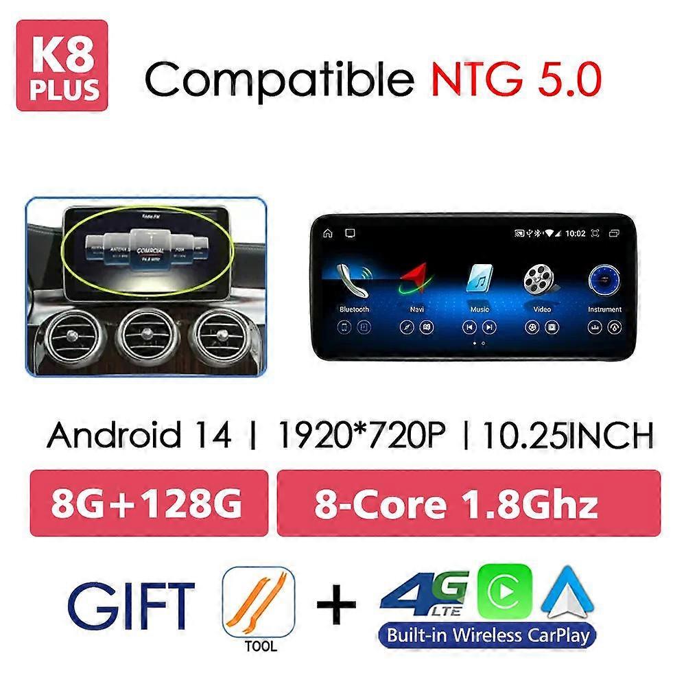 Redkid Android 14 Wireless Carplay For Mercedes Benz C Class W205 Glc X253 2014-2018 Car Screen Radi