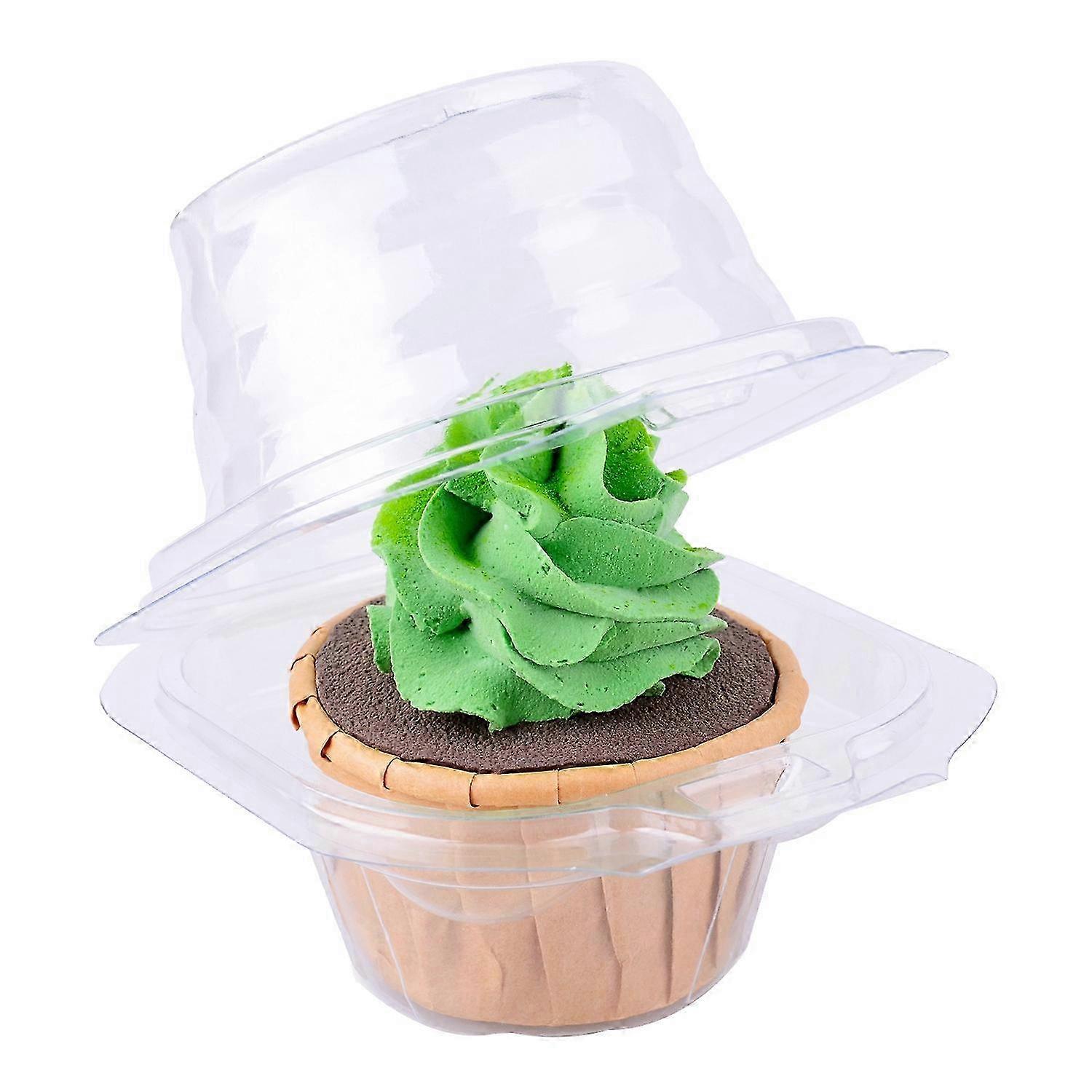 100 Pack Individual Cupcake Container Single Compartment Cupcake Carrier Holder Box Stackable Cake