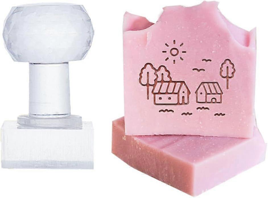 Cartoon Soap Stamp Houses Soap Embossing Stamp Soap Chapter Imprint Stamp with Handle for Handmade Soap Cookie Clay Pottery Stamp Biscuits Gummier Mak