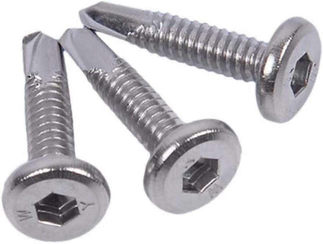 100pcs 304 Stainless Steel Flat Head Socket Cap Drilling Screws M5.5