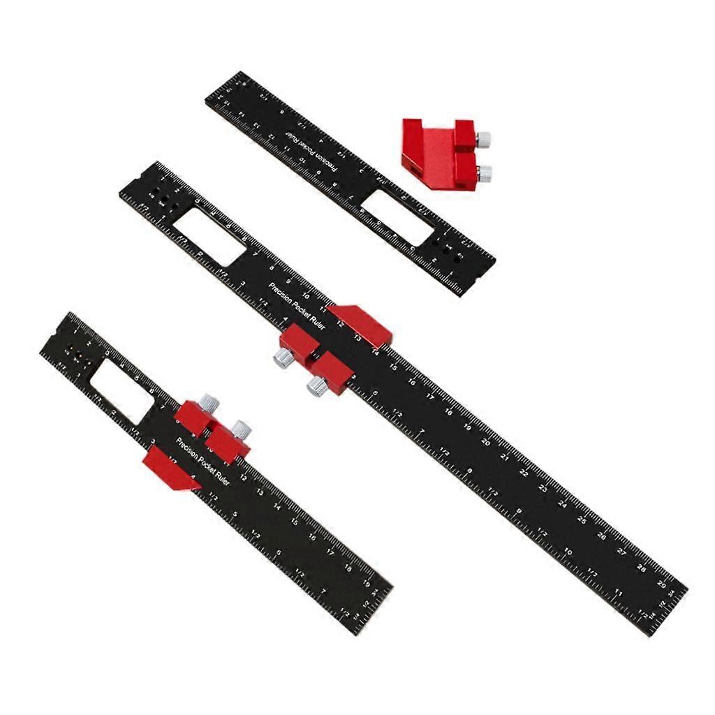 Precisions Pocket Ruler Metal Slide Rule Inch Metric T Type Woodworking Ruler