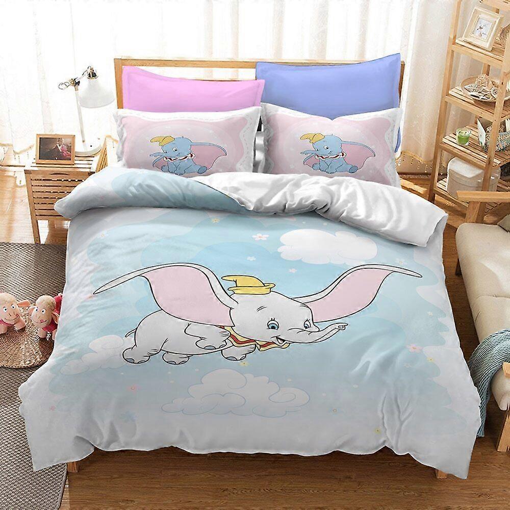 v643 Lençóis Dumbo Conjunto de Cama Capa de Edredão Conjuntos de Edredom Lençol Colchas de Bebê fronhaConjunto de Cama de 3 Peças (1 Capa de Edredom + 2 Fronhas) y643