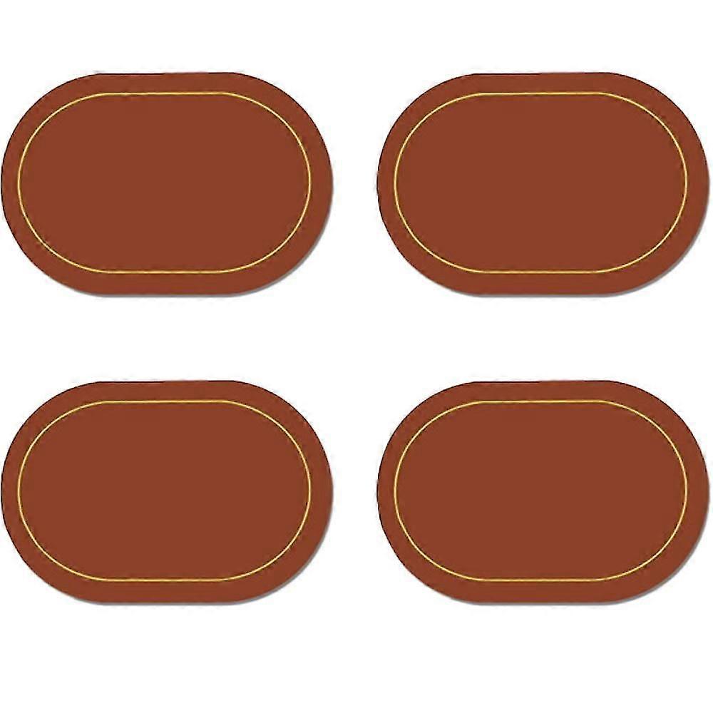 Faux Leather Plmats Set Of 4 - Double-sided Color Oval Design Dining Table Mats Waterproof Heat Resistant e Decor,5513