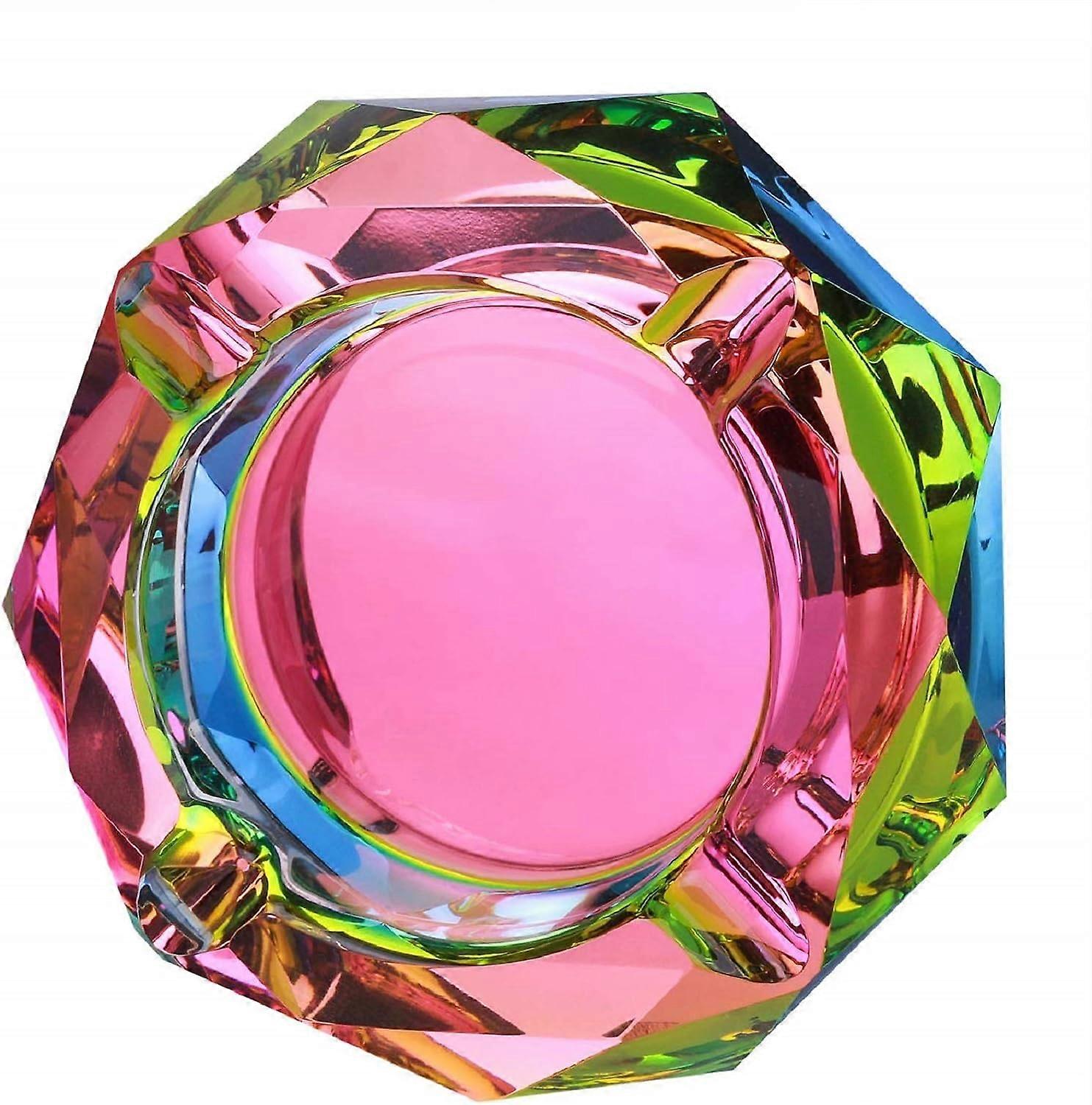 Modern crystal ashtray, colorful pattern, suitable for living room