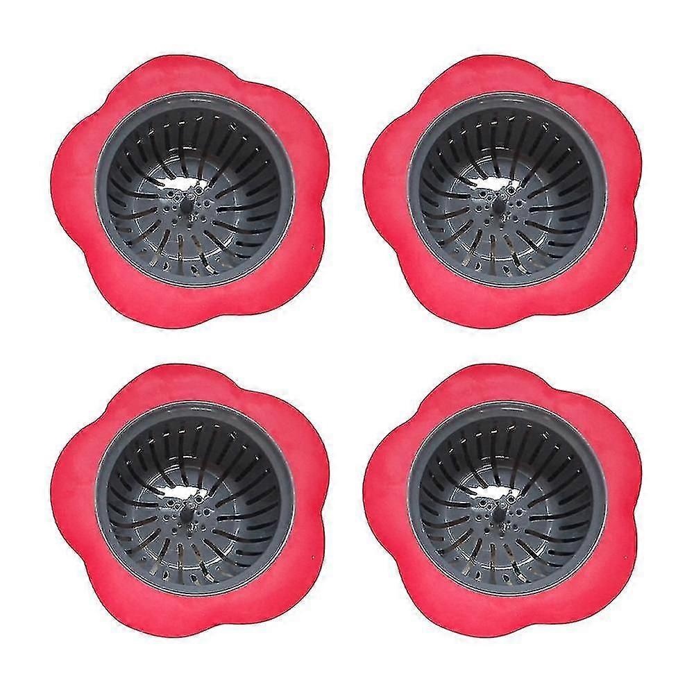 4 Pack Silicone Sink Strainer,universal Kitchen Drain Filter Basket, Plastic Cute Easy Clean Hair