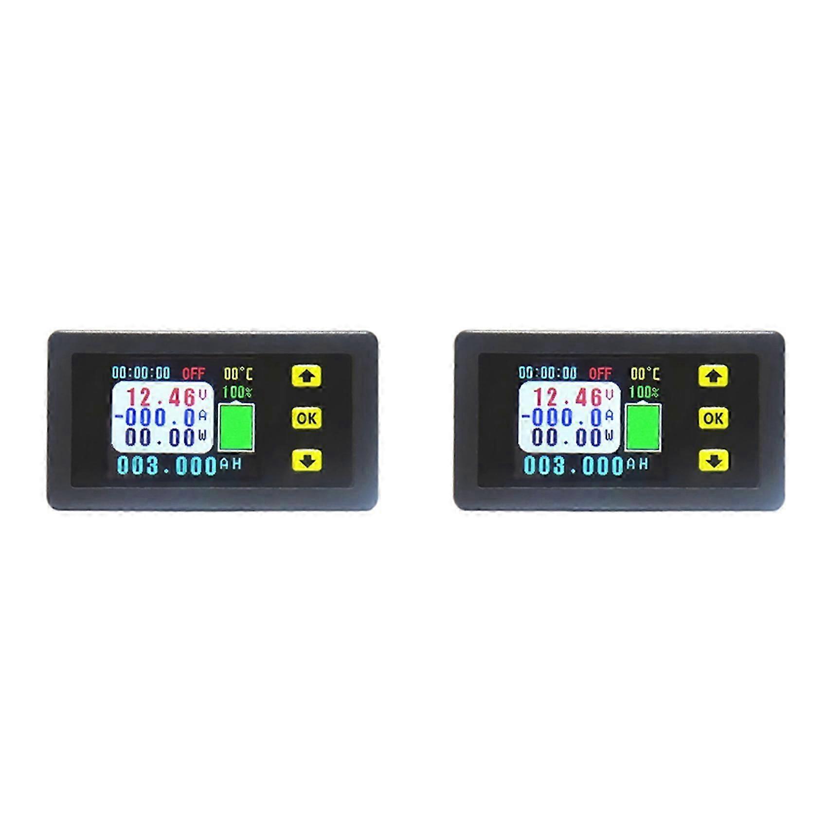 2X VA7510S Voltage and Current Meter,100A 6-75V/0V-120V DC Ammeter Voltmeter Monitor Output Battery