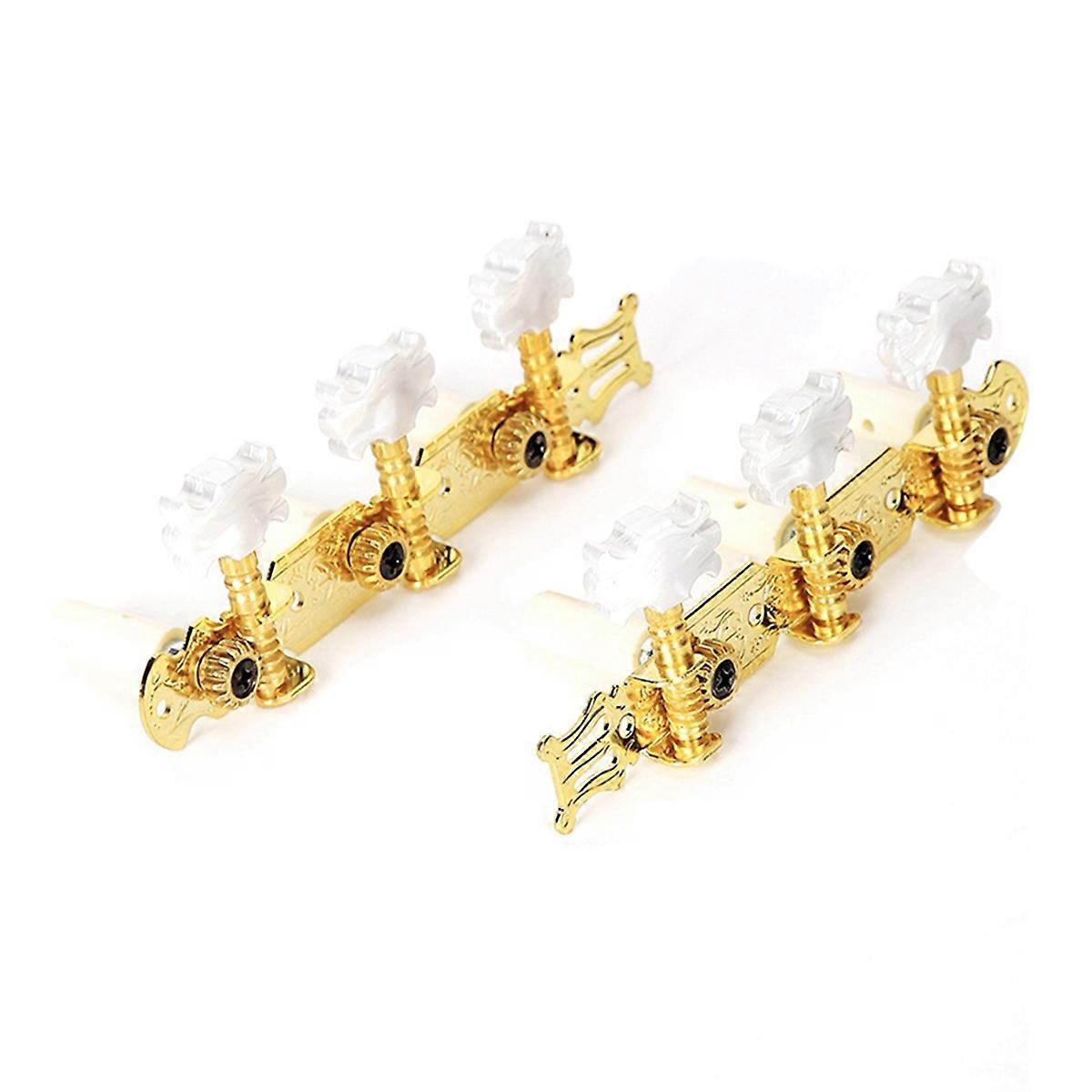 2 Sets of Classical-Gold-Proof Knobs White-Headed Classical Guitar String Buttons Guitar Tuning Guitar Accessories