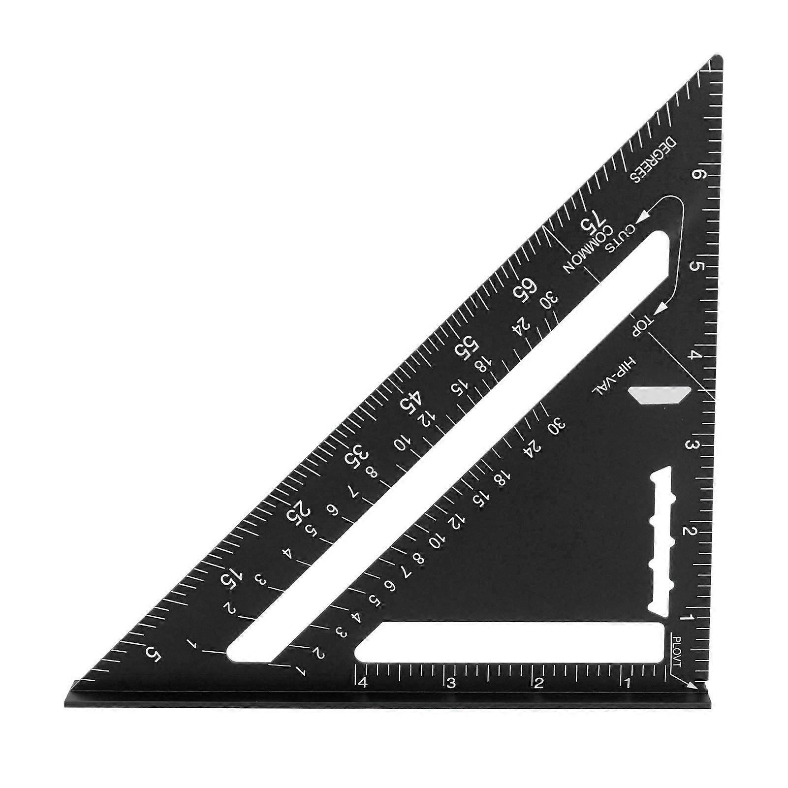 7in Carpenter Square, 90 45 Degree Metal Aluminum Alloy Triangular Ruler Woodworking Imperial Rafter Measuring Tool, Metric Woodwork Square, 2YZY1