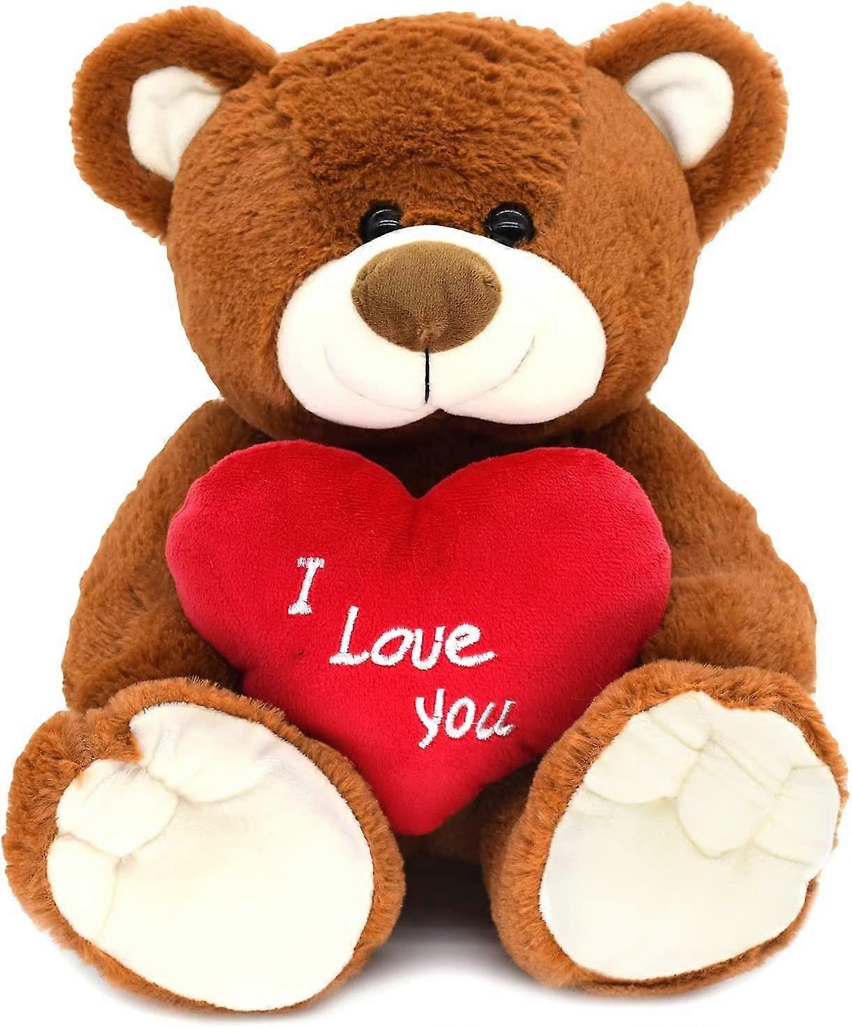 Valentine Gifts Teddy Bears That Say I Love You I Love You! 10'' Teddy Bear With Red Heart, Soft Plush Bear Doll Stuffed  Animal Toys Valentines Day Decor Gifts For Her Girlfriend Lover Mom Kids  (B