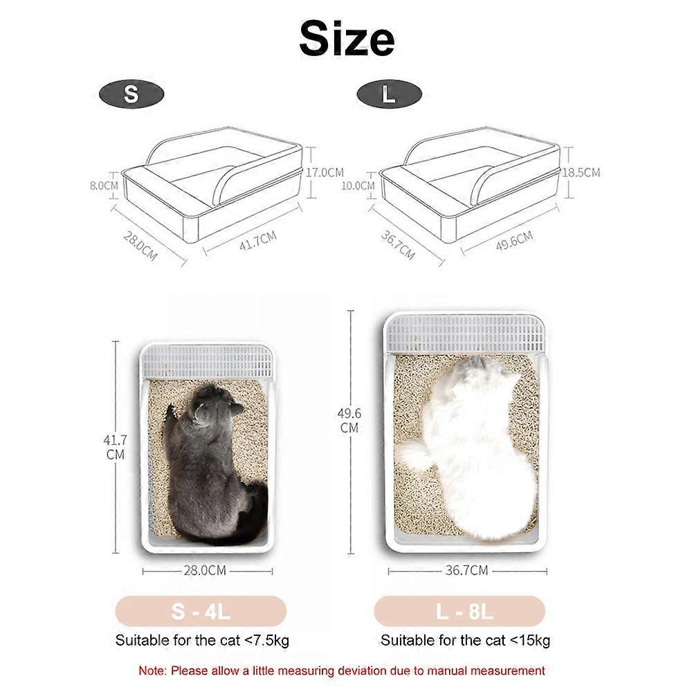 Semi-Enclosed Cat Litter Box Detachable Anti-Splash Non-Sticky Kitty Litter Tray Cat Toilet with Litter Scoop