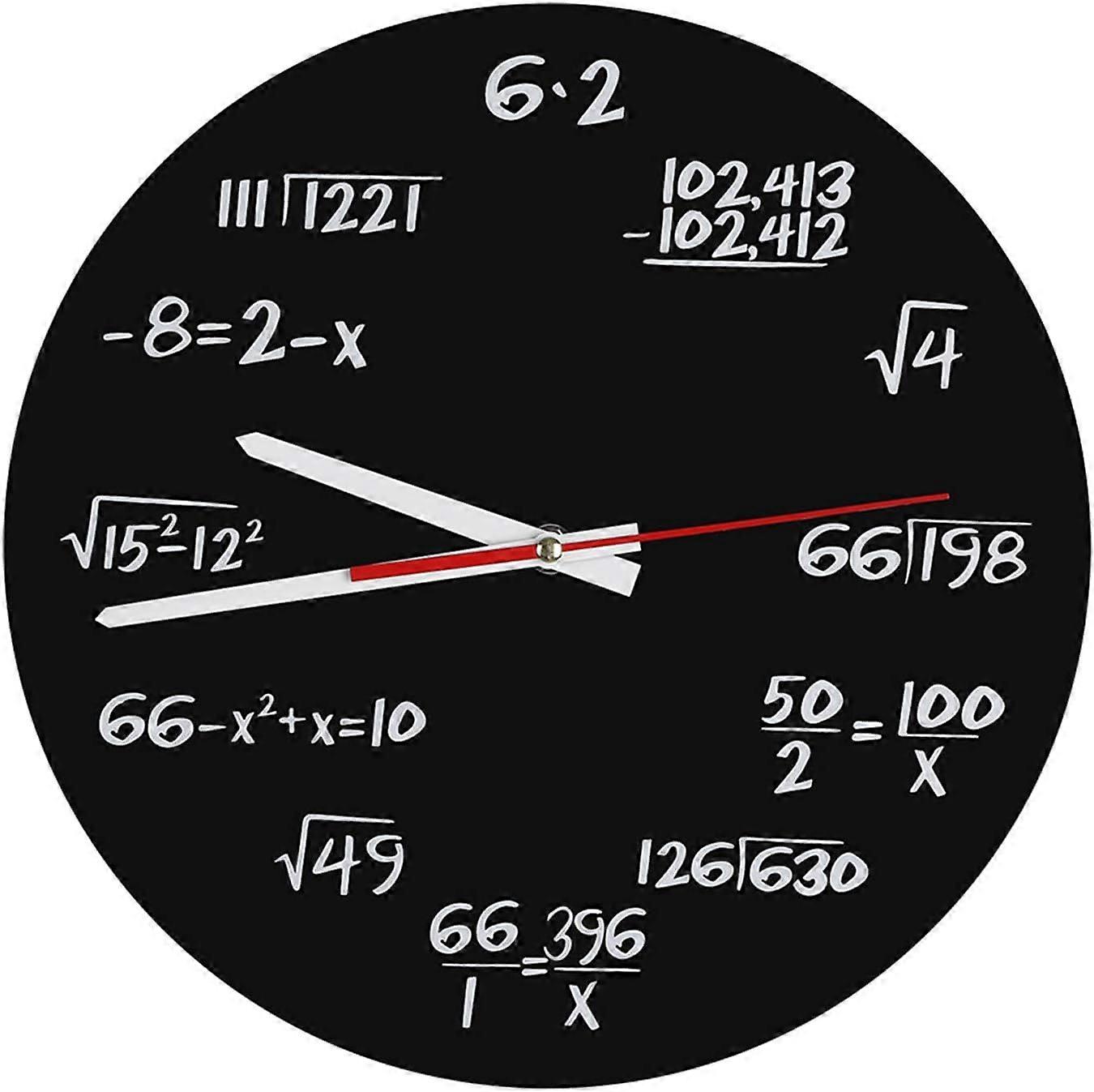 Math Wall Clock, 12 Inch Unique Novelty Math Equation Clock with Simple Math Equations for Marking Hours