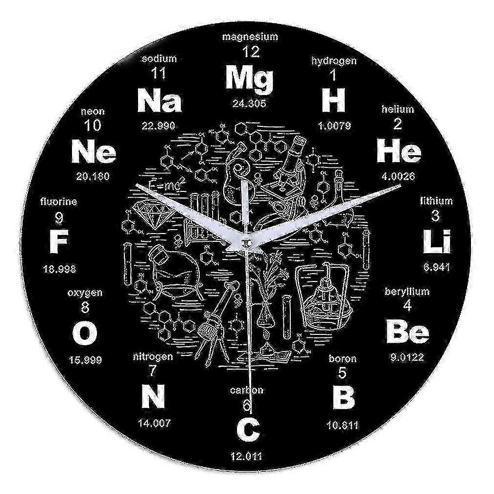 化学記号ウォールクロックアクリルサイレントクロックホーム装飾黒