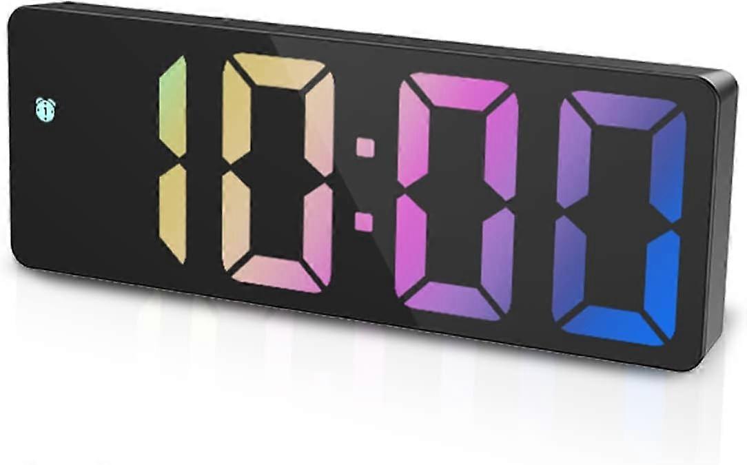 Black LED digital clock with orange light and adjustable brightness for home, bedroom, office, children, travel alarm clock