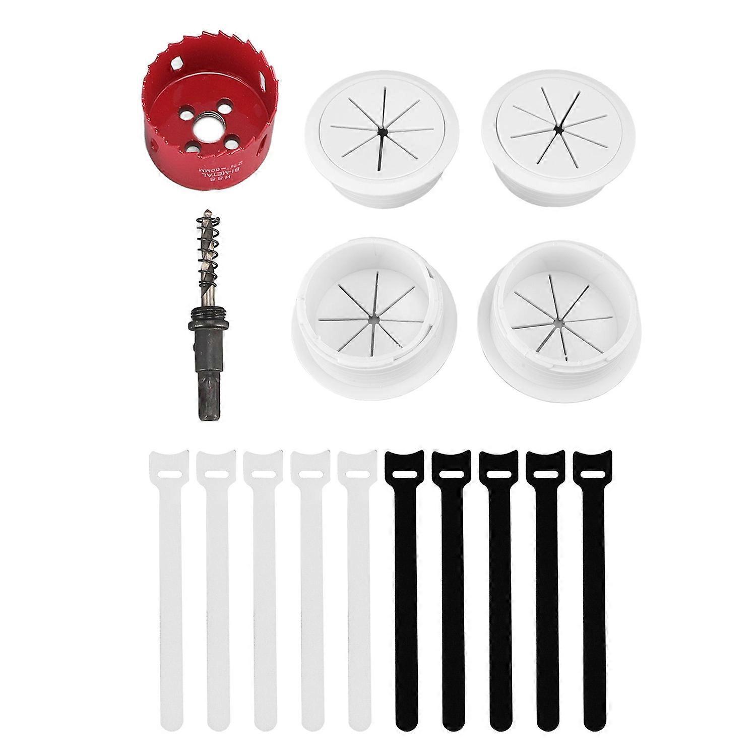 TV Wire Hider for Wall 2‑3/8in 60mm Hole Cord Hider in Wall Cable Management Kit Includes 4 Pass Thr