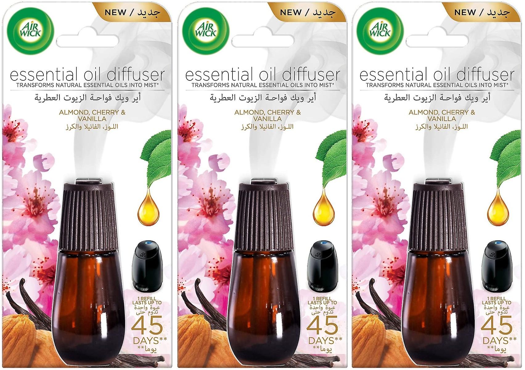3 x Air Wick etherische olie Mist Diffuser Refill - Amandel, Cherry &Vanille