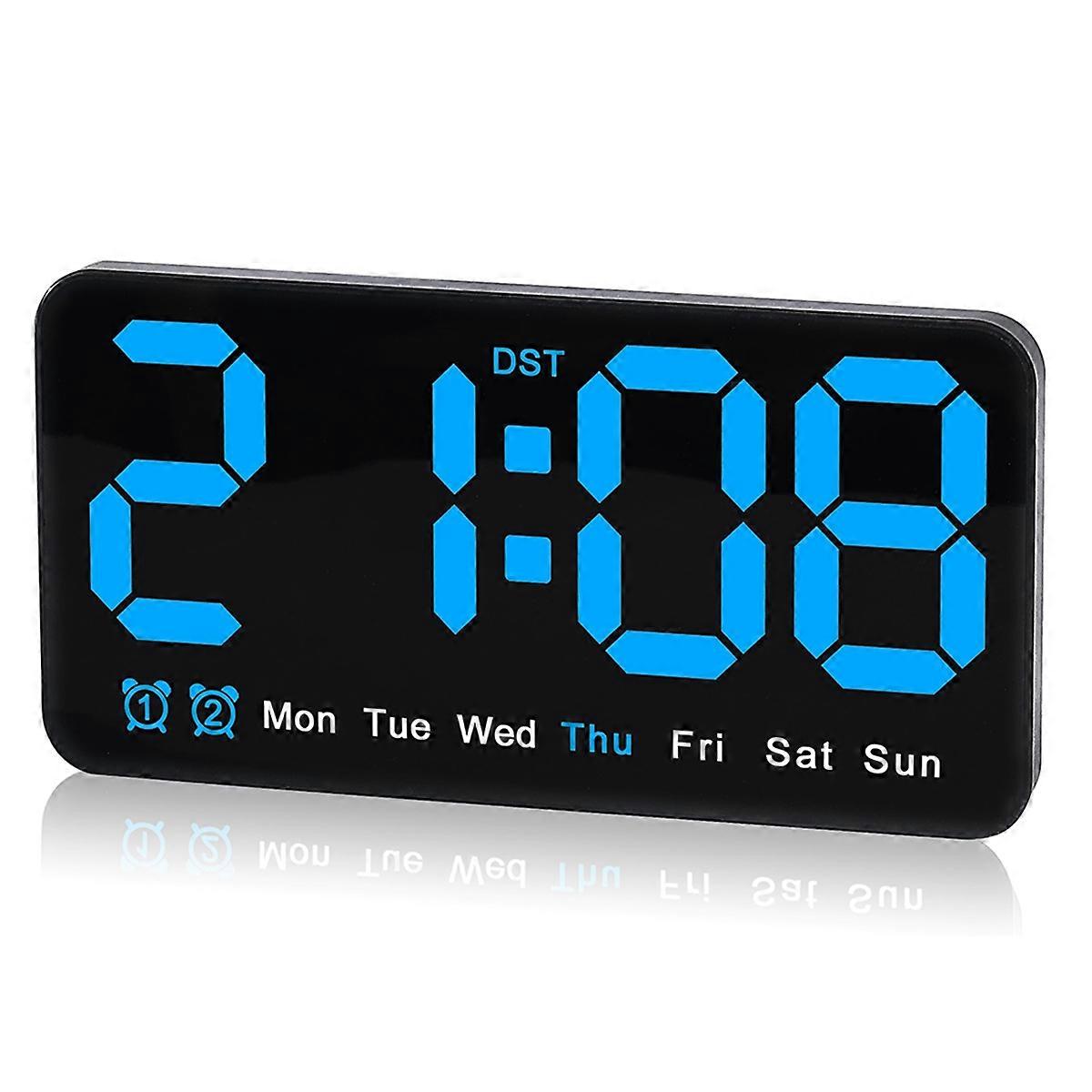 Large Digital Wall Clock,9.5 Inch,Led Alarm Clock with Digits,blue
