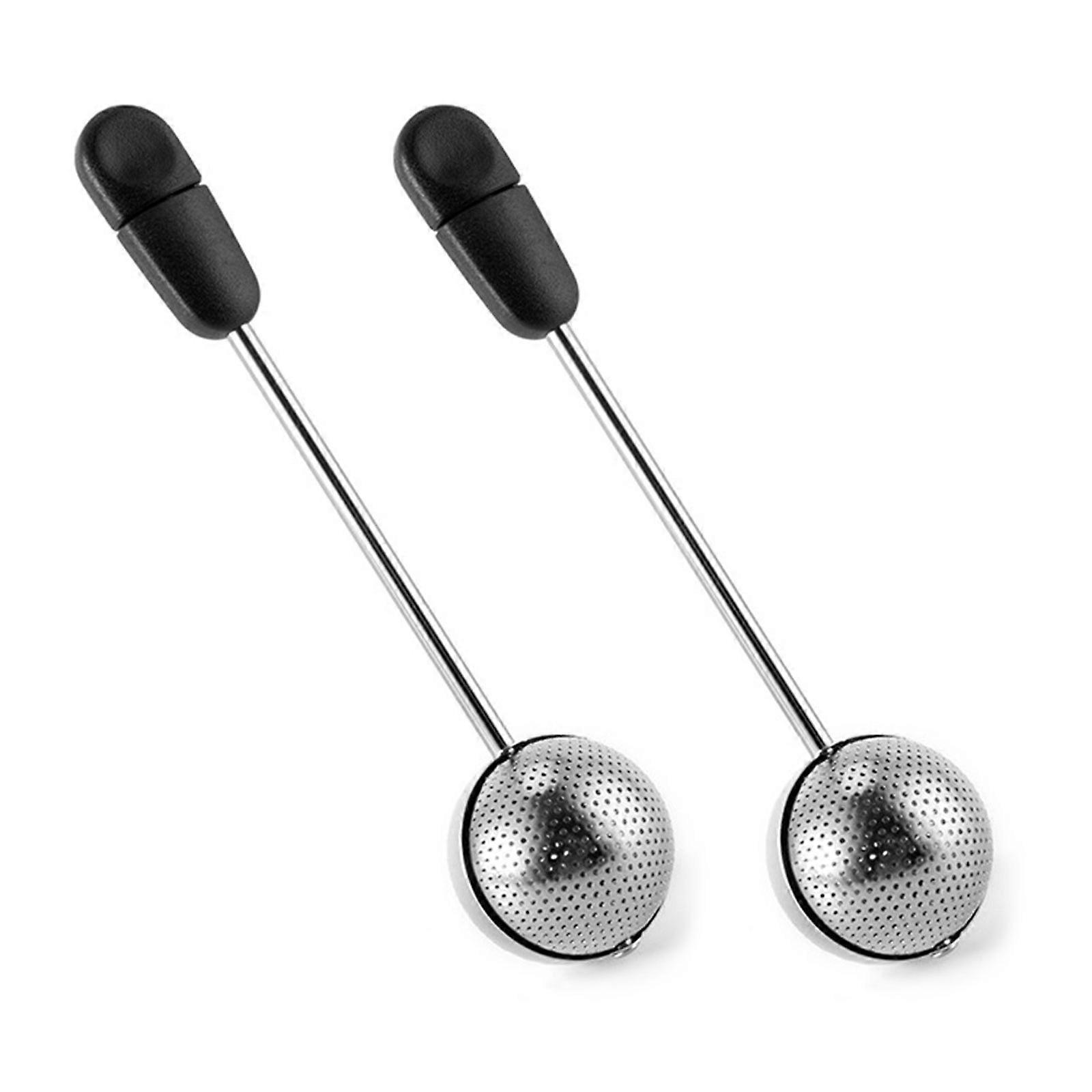 Set of 2 Infuser Rotating Filters for Leaf and Spices Long Handle Infusers Shape Diffusers Filter Tea Strainers  Black