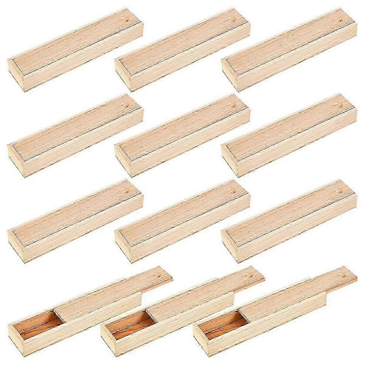 12 Pcs Unfinished Wood Box with Sliding Lid 9 X 2.2 X 1.2 Inch Small Wood Box Case Container Gift J