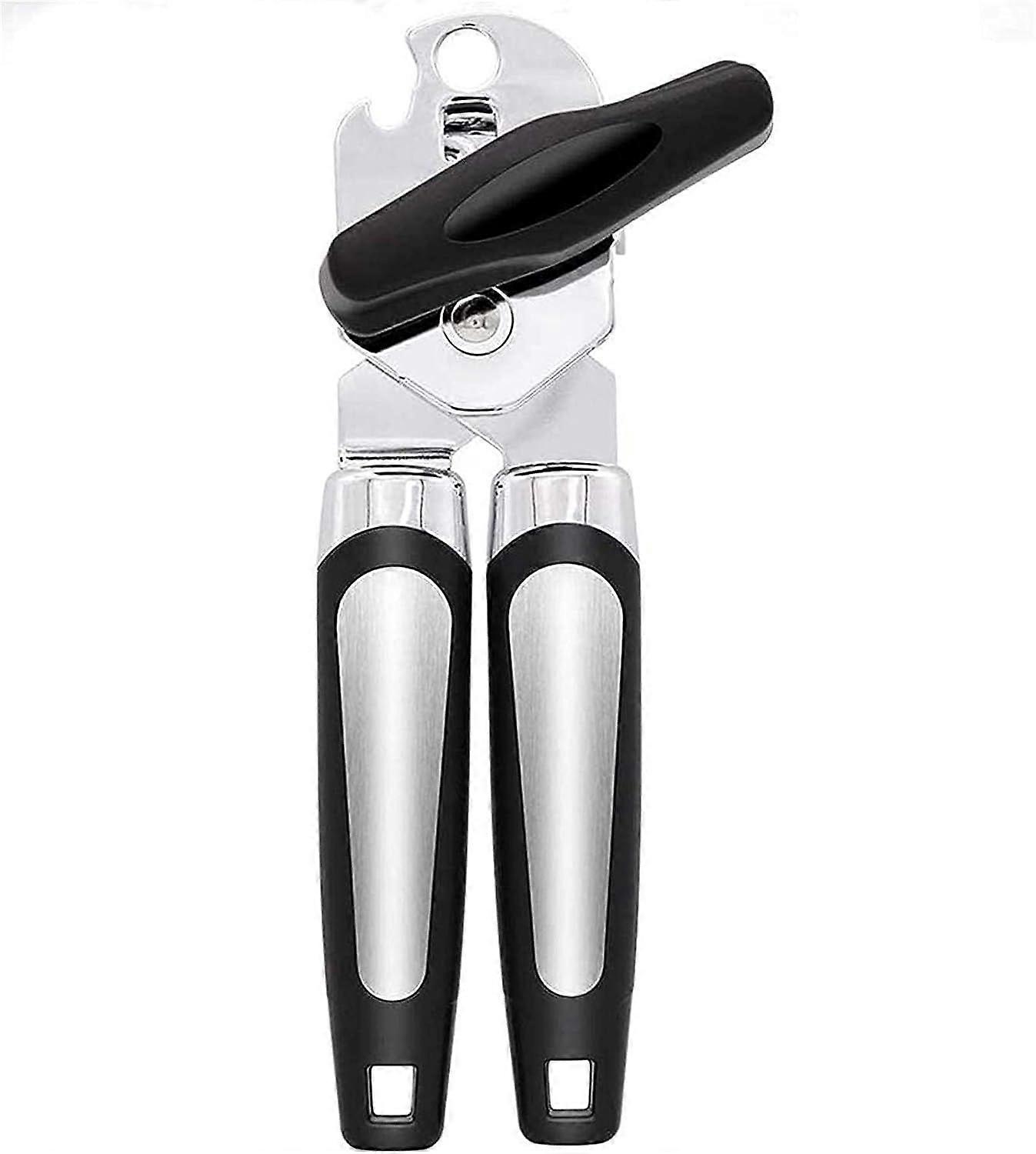 Heavy-Duty 3-in-1 Manual Can Opener - Smooth Edge Multi-Function Opener with Stainless Steel Blade Easy-Twist Knob Non-Slip Handle