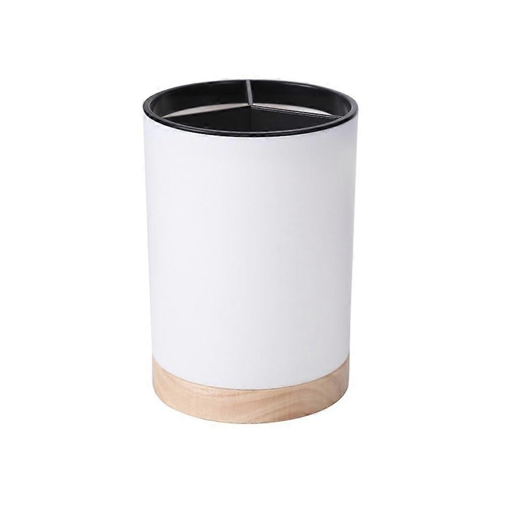 Kitchen Utensil Holder with 360° Rotatable Access, Detachable Cutlery Organizer and Drainage System (White)