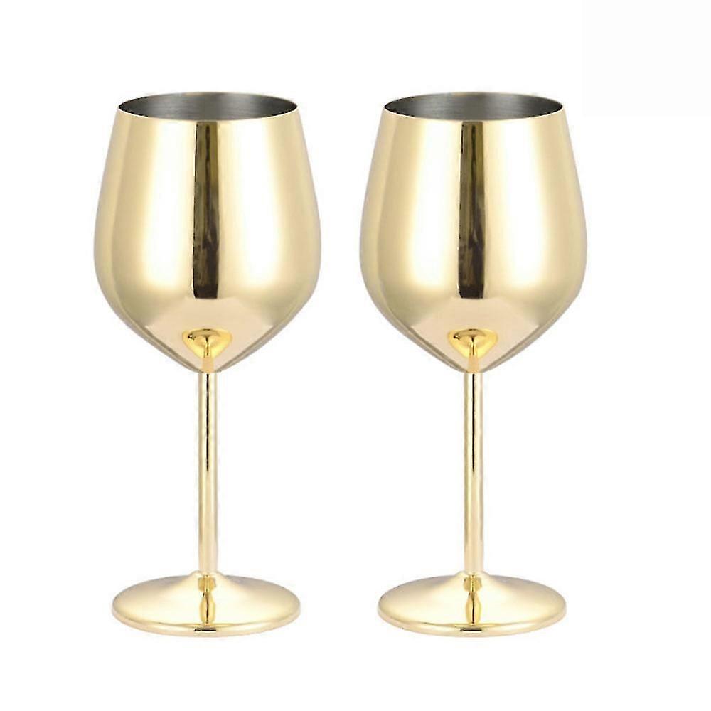 stainless steel wine glasses - gold - robust & unbreakable - gift set,2pcs