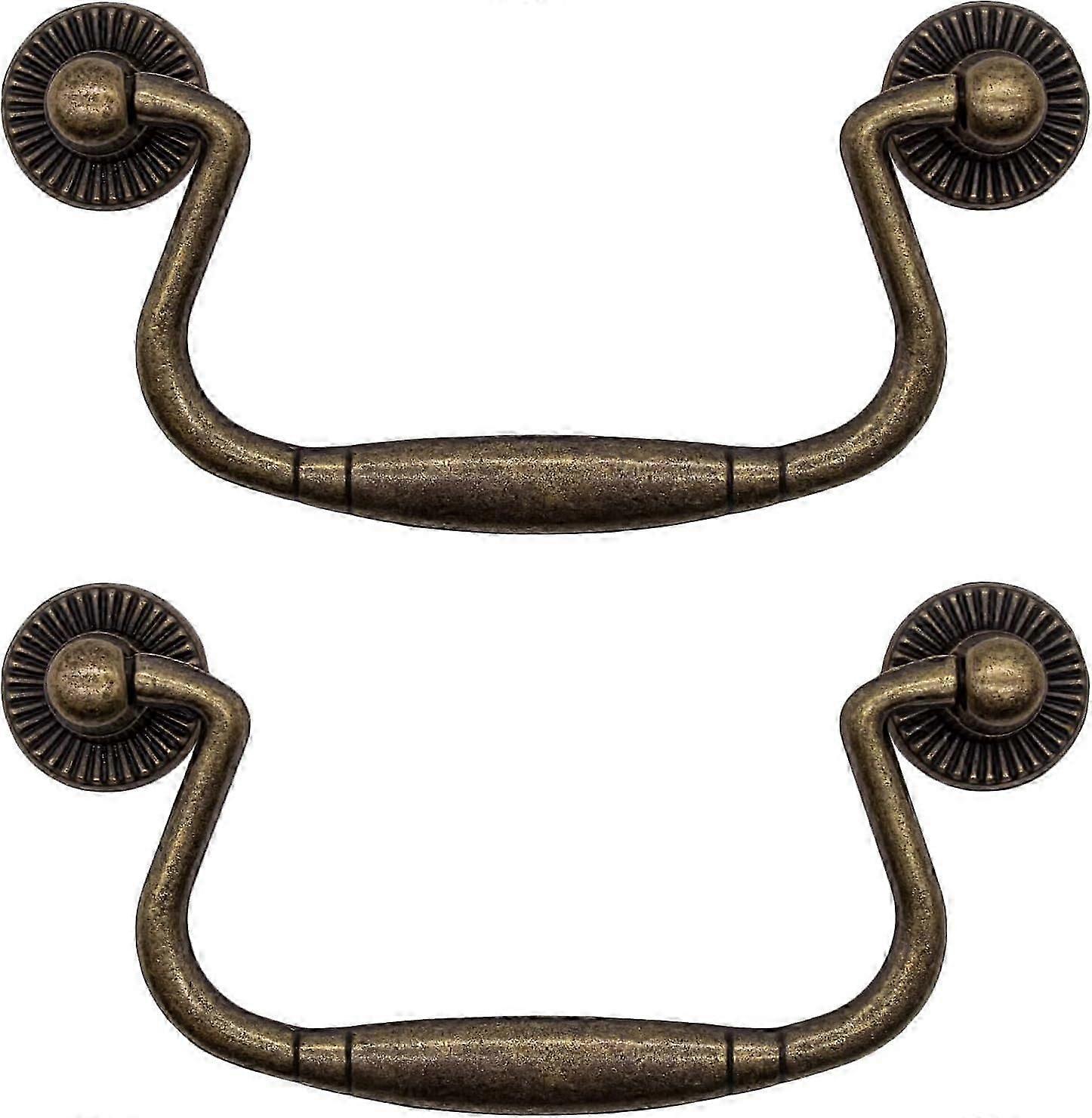 Set of 2 Antique Bronze Iron Folding Drawer Handles for Cabinet Doors, Dresser, Kitchen, Sideboard, etc. Vintage retro country house style 99 x 50 mm