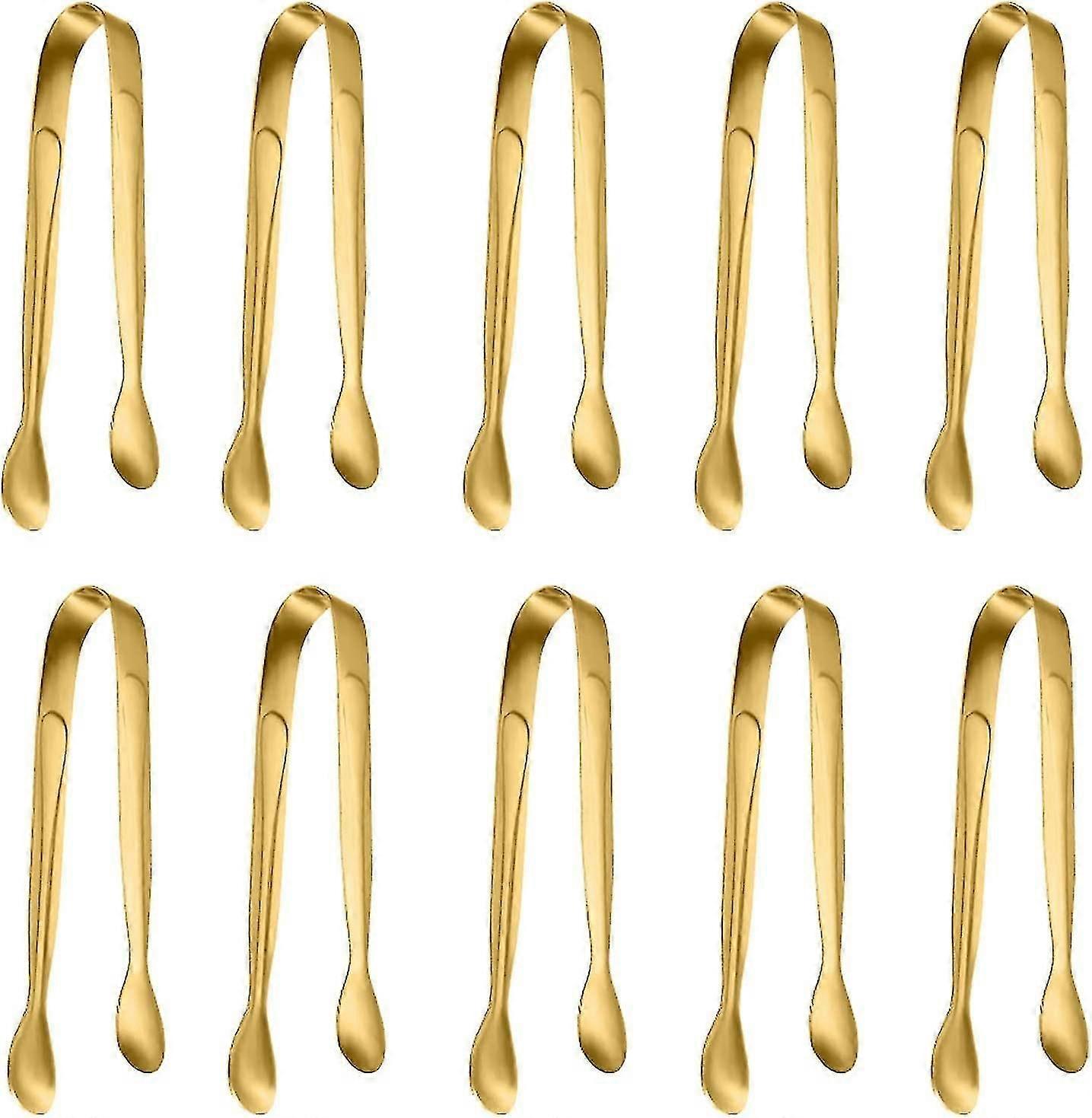 10パック小さなアイストングシュガートング、パーティーコーヒー用のステンレス鋼ミニサービング前菜トング