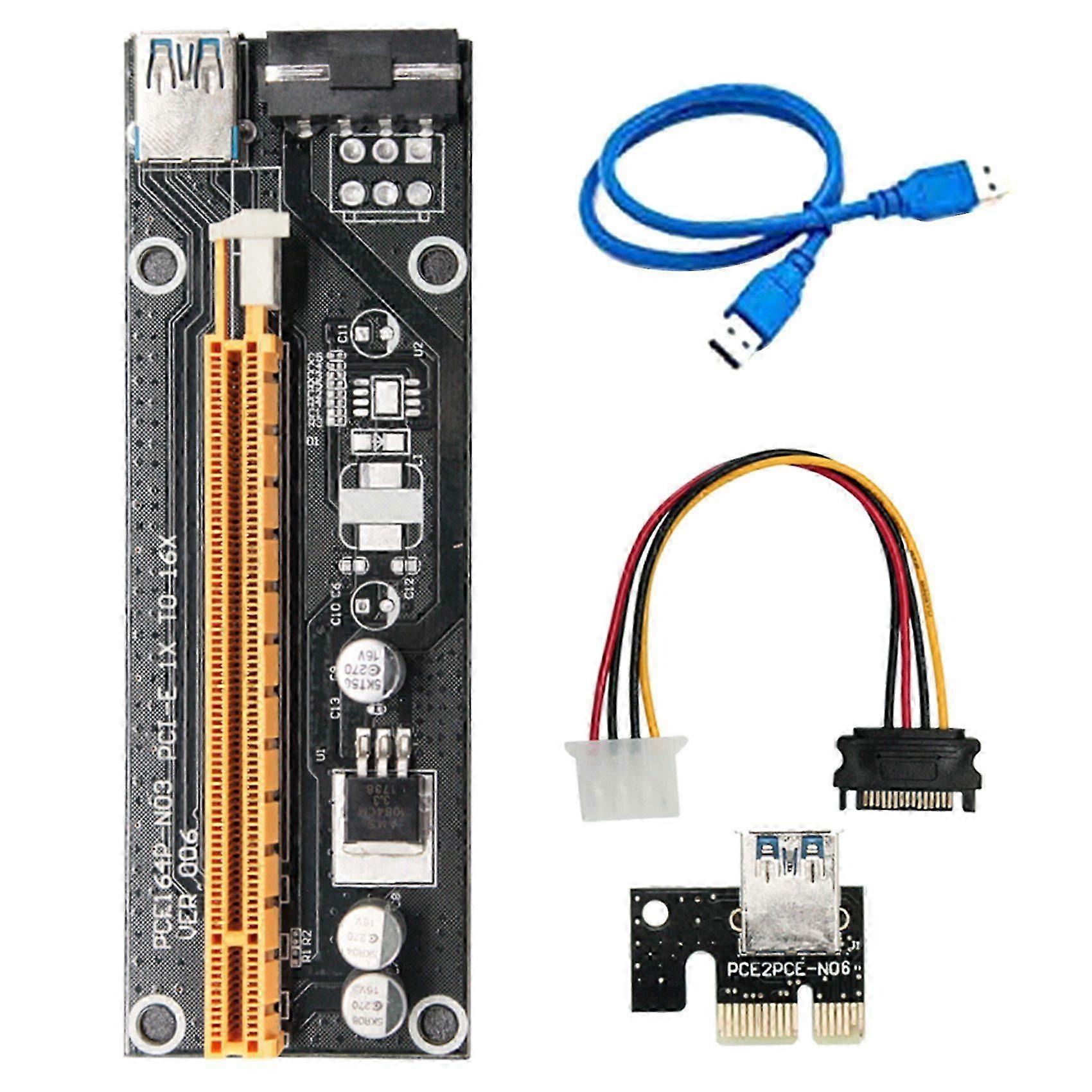 VER006 USB 3.0 Pci-E Riser Card PCI-E 1X to 16X 4Pin Image Extension Cable BTC/ETH Game Adapter Car