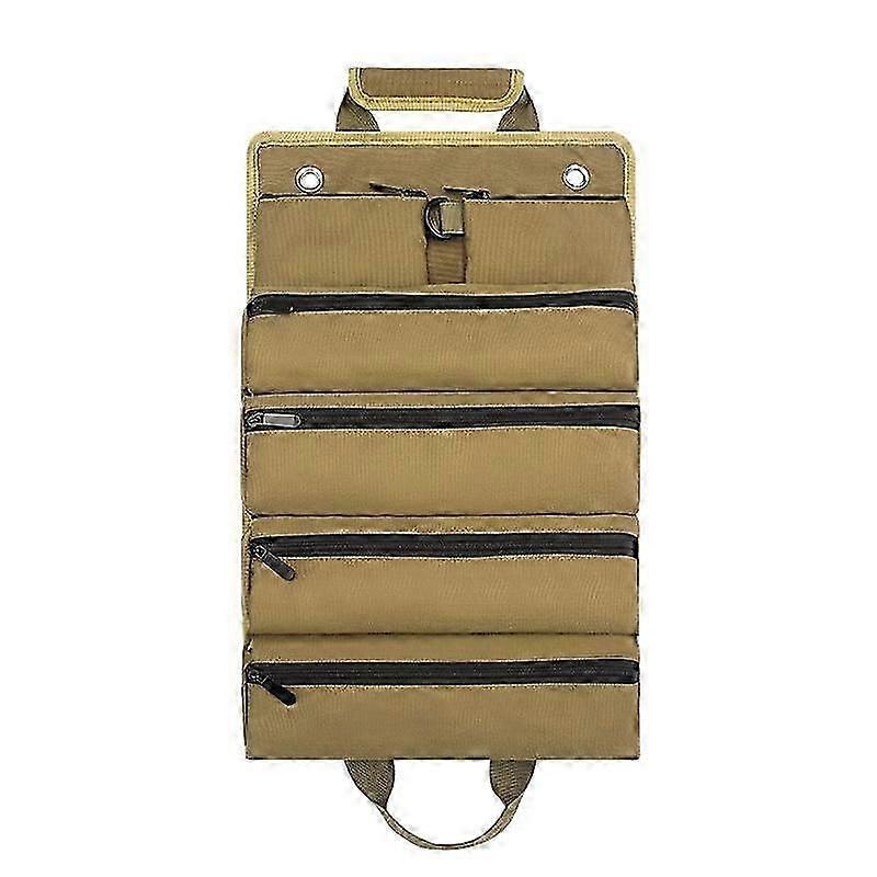 Khaki Portable Folding Tool Bag Roll Woodworking Hardware Storage Bag