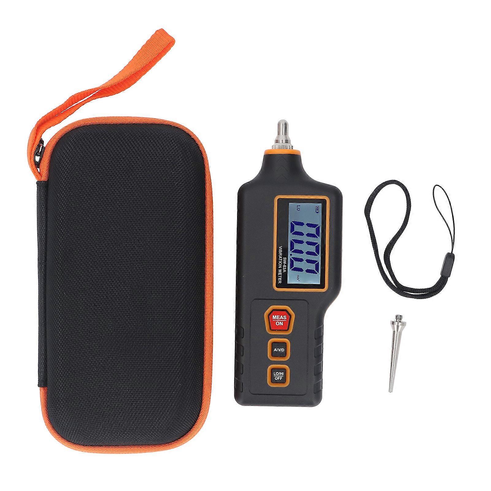 Digital Vibration Meter Acceleration Velocity Displacement Measurement Handheld Integrated Vibrometer with Long Probe