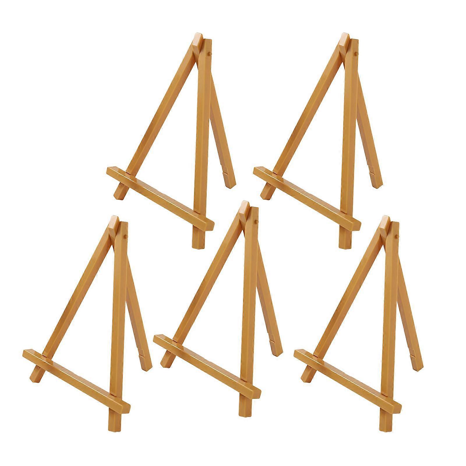 5 Pieces Mini Wood Easel Frame Plastic Telescoping Easel Tripod Collapsible