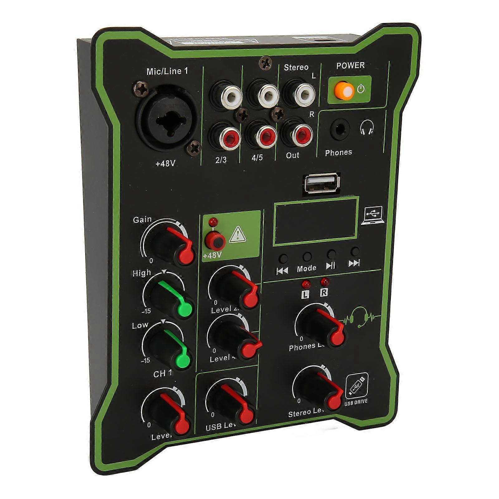 Mini Mixer Lossless 5 Channel Bluetooth U Disk Playback Compact Recording Sound Card for Live Streaming