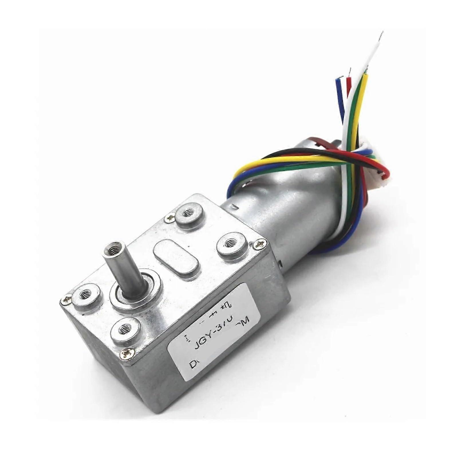 DC 12V Worm Gear Motor Encoder, Full Metal Gearbox, 2-150 RPM, Low Speed High Torque, Model 23