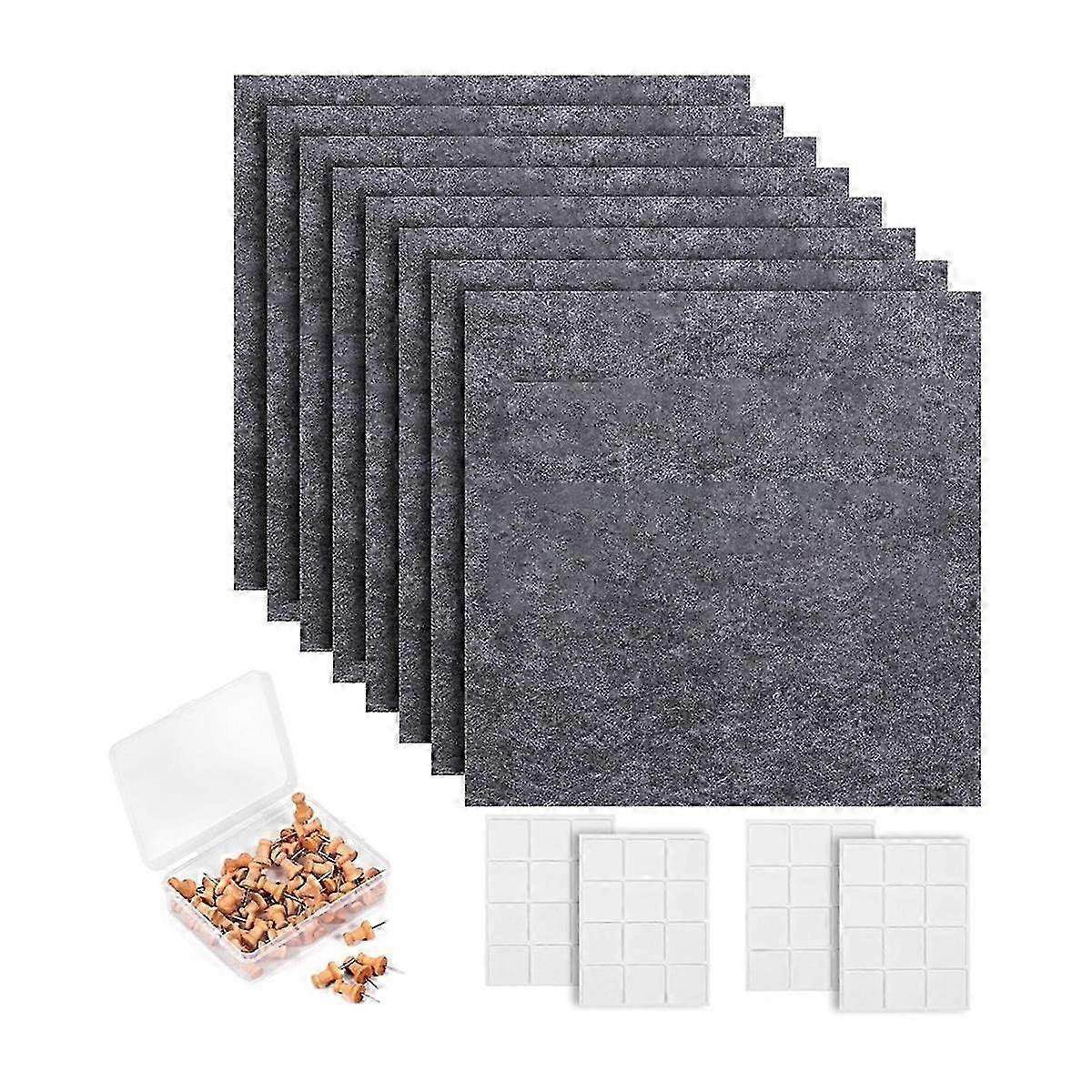 Cork Board Wall Felt Board Tile with 60 Push Pins and Safe Removable Adhesive Labels for Bulletin Board in Office B
