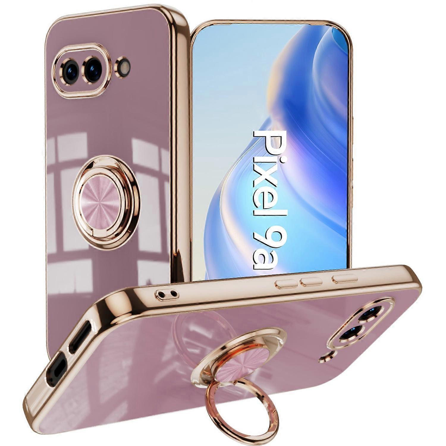 For Google Pixel 9a Case Precise Cutouts 6D Electroplating TPU Phone Cover with Ring Holder