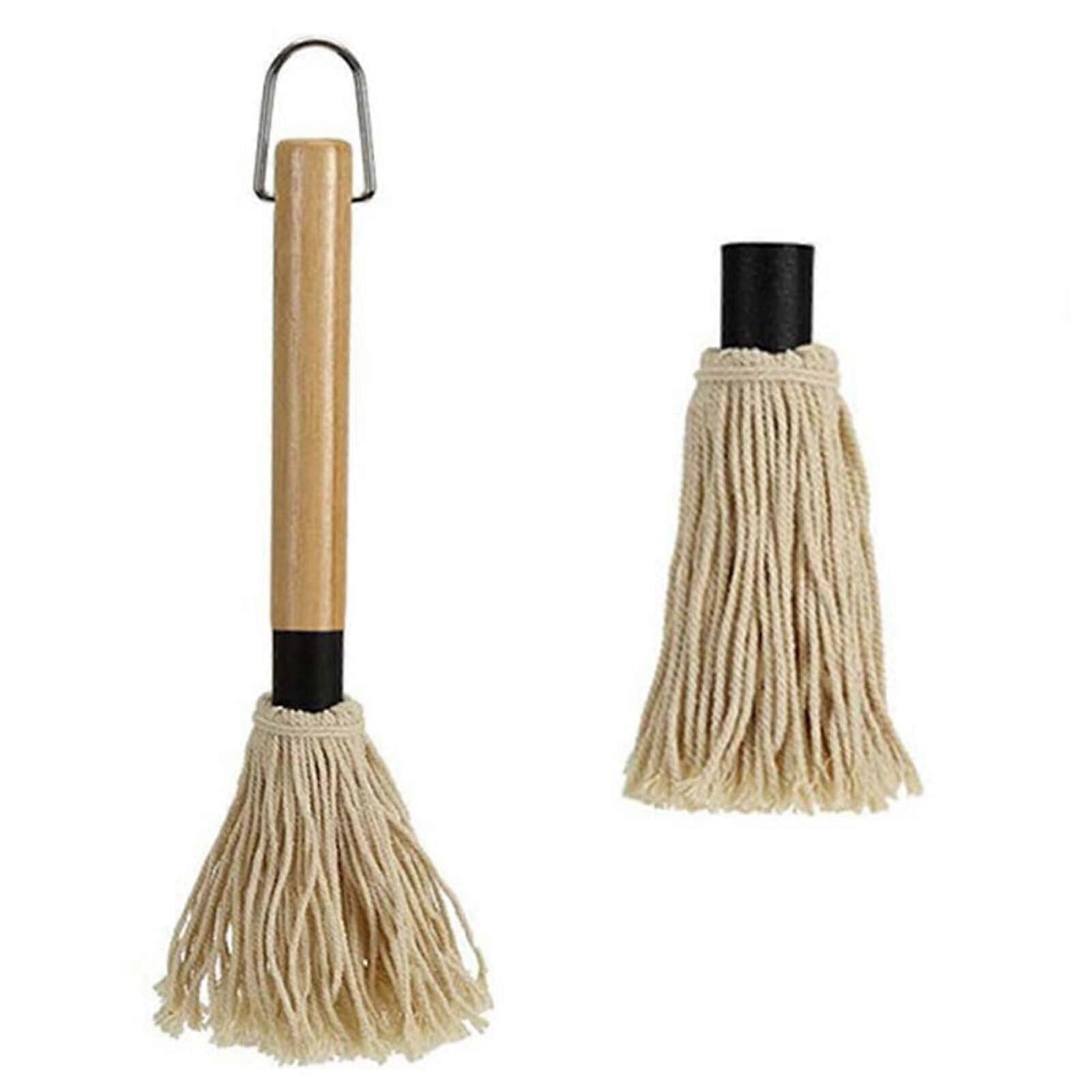 Grill Brush And Mop Set With Cast Iron Sauce Pot And Extra Replacement Heads For Cooking, Frying, Grilling